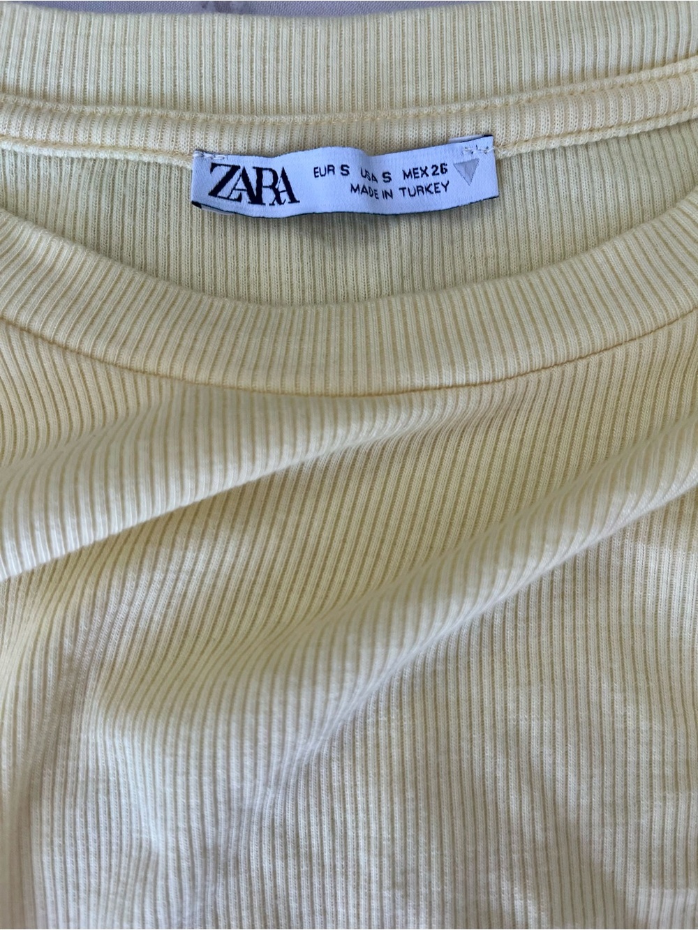 ZARA Ribbed Ruched Side Drawstring Top | Size Small | Butter Yellow - Picture 4 of 4